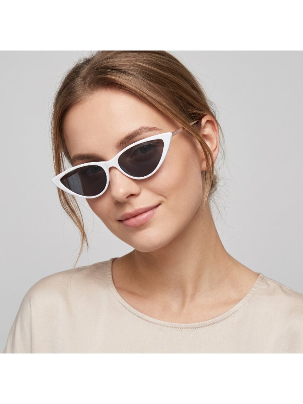 BP. Women's 54mm Retro Cat Eye Sunglasses in White Frame with 100% UV Protection